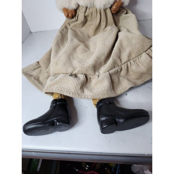 VINTAGE Female Terrier Dog Figurine Shelf Sitter Plush Resin Christmas Sweater - Picture 2 of 8